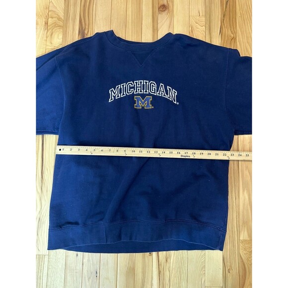 Vintage 90s Starter University Of Michigan Wolverines Sweatshirt Size XL Blue - Picture 9 of 10
